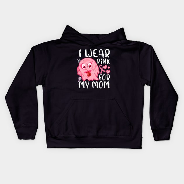 I Wear Pink For My Mom Halloween Pink Ghost Kids Hoodie by alcoshirts